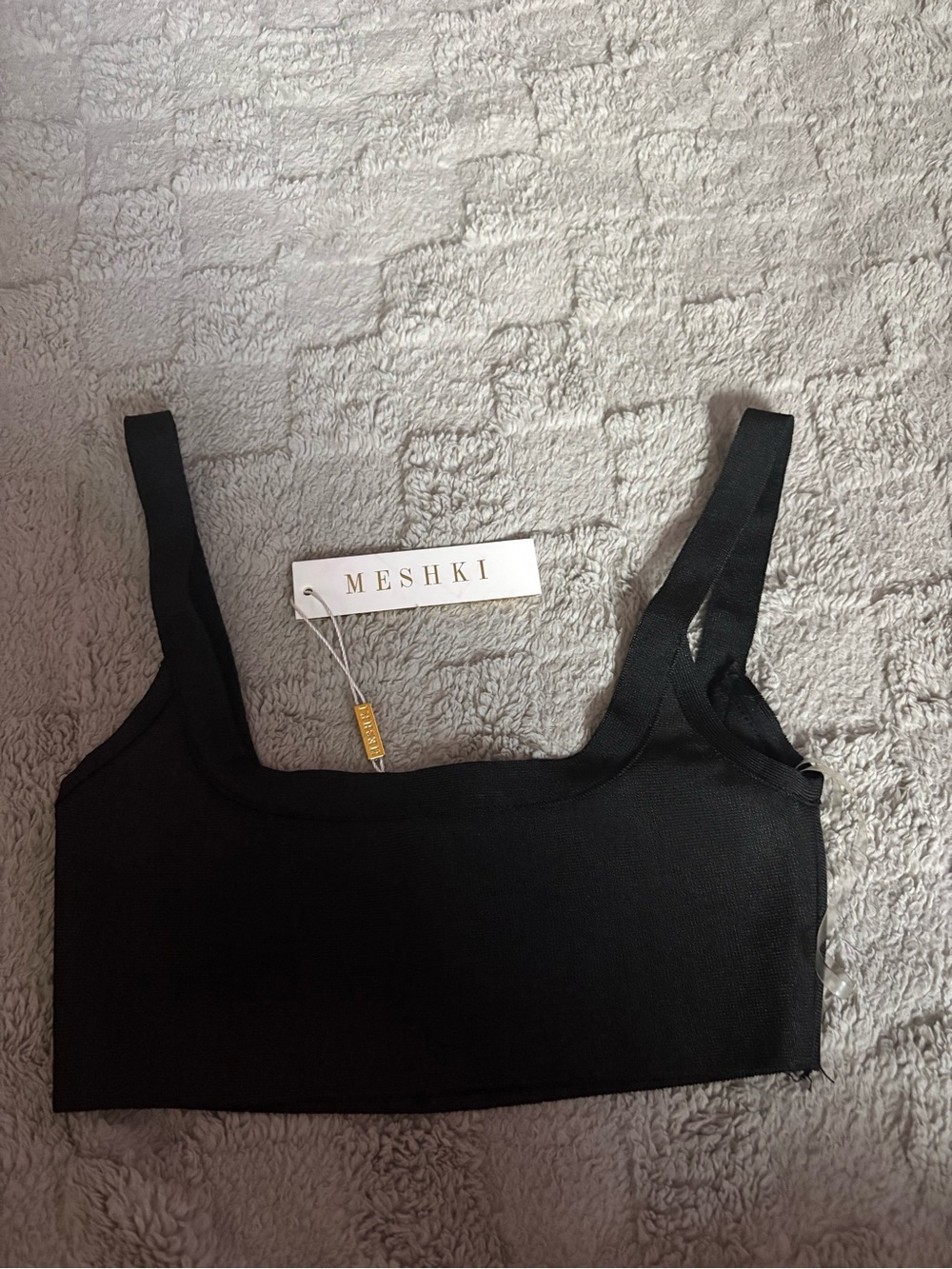 Meshki Black Square Neck Crop Bralette